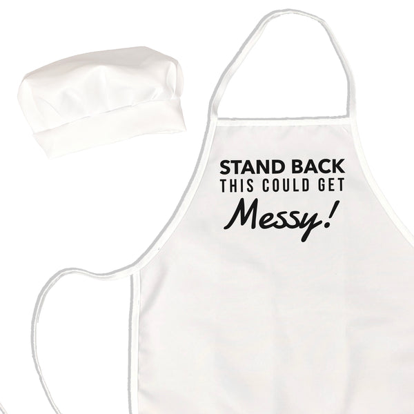 Stand Back This Could Get Messy Kids Apron & Chef Hat
