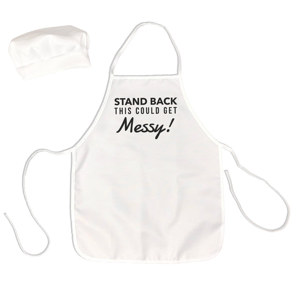 Stand Back This Could Get Messy Kids Apron & Chef Hat